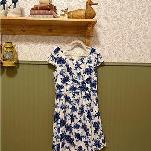 Floral Blue and White Kids Dress
